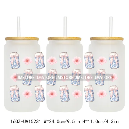 Coquette Soda Can Fruit Drink 16OZ UV DTF Cup Wraps Ready To Apply Waterproof Transfer Stickers For Libbey Glass Can Tumblers