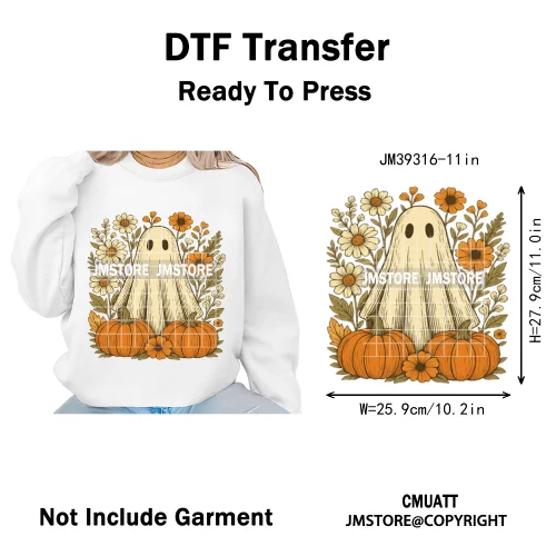 Funny Halloween Quotes Ghouls Stay Spooky Creep It Real Iron on DTF Washable Transfers Stickers Ready to Press for T-shirts Bags