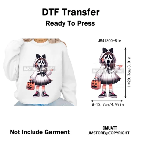 Spooky Halloween Scary Ghost Pumpkin Mama Kids Family Love Iron on Washable DTF Transfers Stickers Ready to Press for Textile
