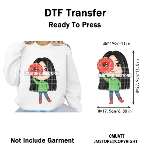 Cute Winter Christmas Girls Baby Mermaid Kids Cartoon Character Iron on DTF Washable Transfers Stickers Ready to Press for Texti