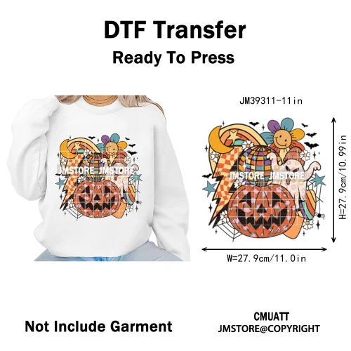 Funny Halloween Quotes Ghouls Stay Spooky Creep It Real Iron on DTF Washable Transfers Stickers Ready to Press for T-shirts Bags