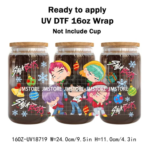 Demon Hunters Kpop Christmas Party UV DTF Stickers Ready To Apply Cup Wrap Durable Custom Prints DIY Craft For Libbey Can Glass