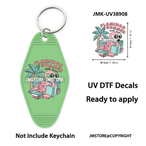Reading Book Animals Mental Health UV DTF Motel Keychain Wraps Ready To Apply Waterproof High Quality Hotel Keychain Decals
