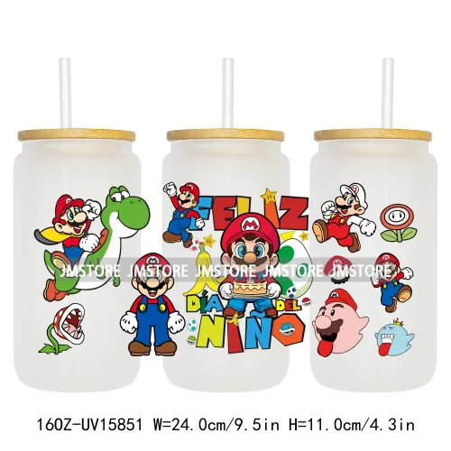 Retro Game Super Hero Princess UV DTF Cup Wraps Ready To Apply Waterproof Transfer Stickers For 16OZ Libbey Glass Can Tumbler