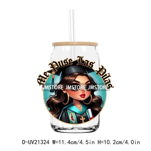 Chicano Graduation Chibi Education UV DTF Transfers Stickers Decals For Libbey Cold Cups Mugs Tumbler Waterproof DIY Craft Logo