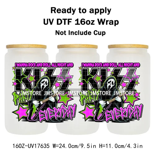 Scare Bears Halloween Horror Villain UV DTF Cup Wrap Ready To Apply Transfer Stickers Waterproof For Libbey Glass Can 16OZ Wraps