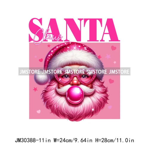 Cool Thug Life Santa Snowman Pink Bubble Holiday Gifts Christmas Iron On DTF Transfers Stickers Ready To Press For Sweatshirts