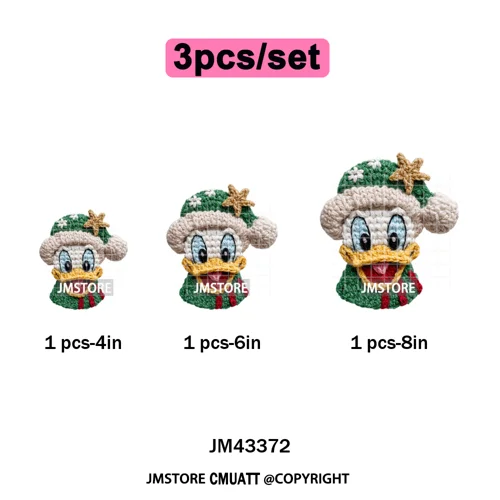 Cute Faux Knitting Yarn Princess Cartoon Character Christmas Holiday Iron on DTF Transfers Stickers Ready to Press for Hoodies