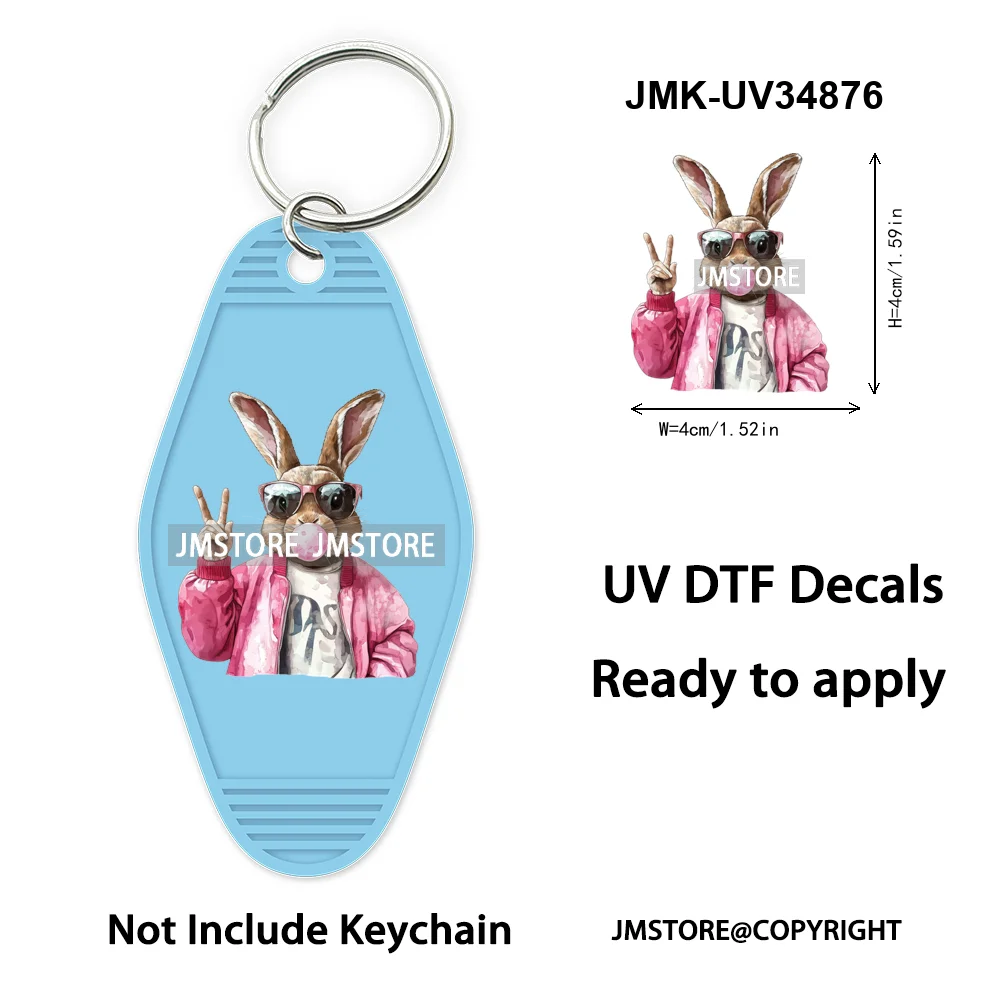 He is Risen Spring Easter Bunny Eggs Custom Logo WaterProof UV DTF Stickers For Motel Hotel Keychain Christian Easter Coquette