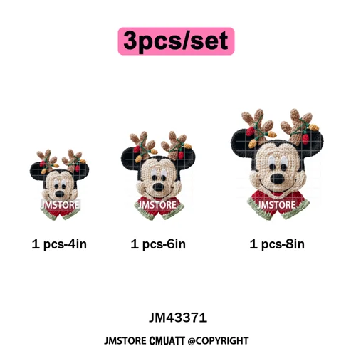 Cute Faux Knitting Yarn Princess Cartoon Character Christmas Holiday Iron on DTF Transfers Stickers Ready to Press for Hoodies