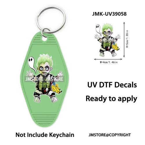 Halloween Horror Movies Witch Girl UV DTF Motel Keychain Decal Ready To Ship Durable Transfer Stickers Prints For Hotel Keychain
