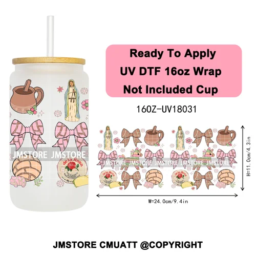 Tis The Season Mexican Christmas Coquette UV DTF Cup Wrap Ready To Apply Transfer Stickers Tumbler Wraps For Libbey Glass Can