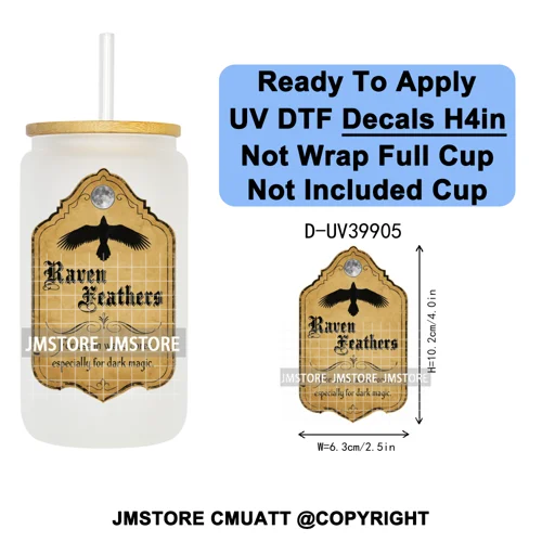 Spooky Halloween Witch Brew Bottle Label Set UV DTF Transfer Stickers Decals Ready To Apply Waterproof For 16OZ Libbey Glass Can