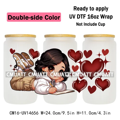 Double Sided Color UV DTF Cup Wraps 16OZ Wholesale Custom Bulk Waterproof Cartoon Lovely Princess Design For DIY Craft Mug Glass