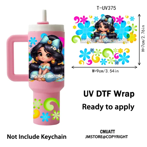 Baby Princess Butterfly Coquette Bow UV DTF Mini Tumbler Keychain Wraps Ready To Apply Transfer Stickers Prints Waterproof Decal