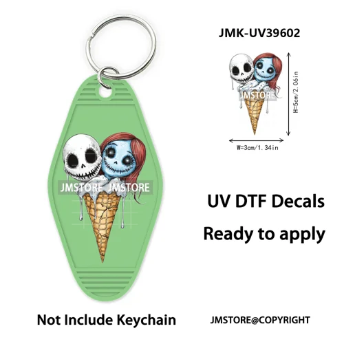 Horror Characters Halloween Ice cream UV DTF Motel Keychain Wraps Ready To Apply Waterproof High Quality Hotel Keychain Decals