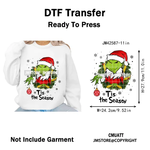 Ho Ho Ho Christmas Coquette Gifts Santa Cartoon Characters Iron on DTF Washable Transfers Stickers Ready to Press for Clothing
