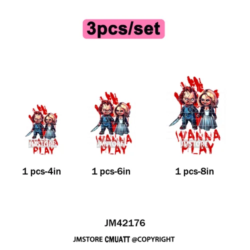 See You In Hell Scary Movie True Love Couple Halloween Season Iron on DTF Washable Transfers Stickers Ready to Press for Textile