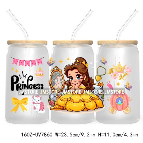 Cute Baby Princess Queen 16OZ UV Cup Wrap DTF Transfer Stickers For Libbey Glass Can Cups Tumbler Waterproof Labels Best Friends