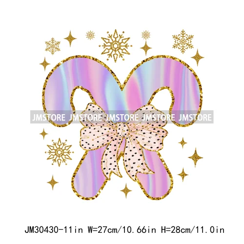 Faux Glitter Merry Christmas Season Merry And Bright Santa Baby Decals Iron On DTF Transfers Stickers Ready To Press For T-shirt