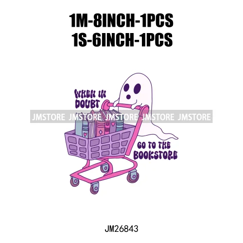 Hot Cute Spooky Ghouls Boo Read Club Bookish Halloween DTF Printing Iron On Transfer Stickers Ready To Press For Hoodies Bags