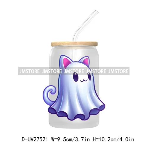 Cute Ghost Stay Spooky Halloween Pumpkin UV DTF Transfer Stickers Decals For Libbey Cold Cups Mugs Tumbler Waterproof Craft Boo