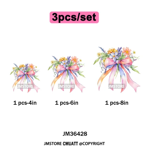 Spring Wildflower Love Vibes Ribbon Wedding Coquette Iron on DTF Thermal Transfers Stickers Ready to Press for Dresses Hoodies
