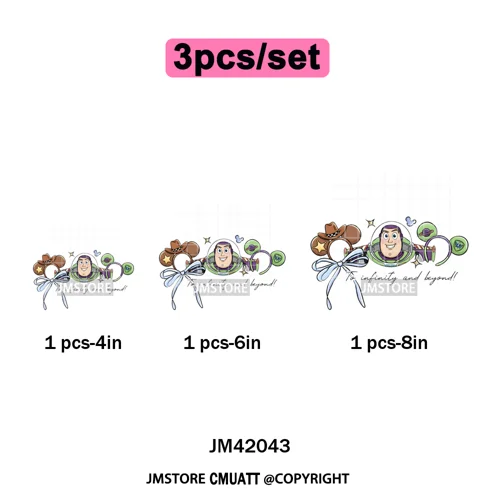 Retro Cartoon Magical Princess Girly Bow Mouse Ears Headbands Iron on DTF Washable Transfers Stickers Ready to Press for Hoodies