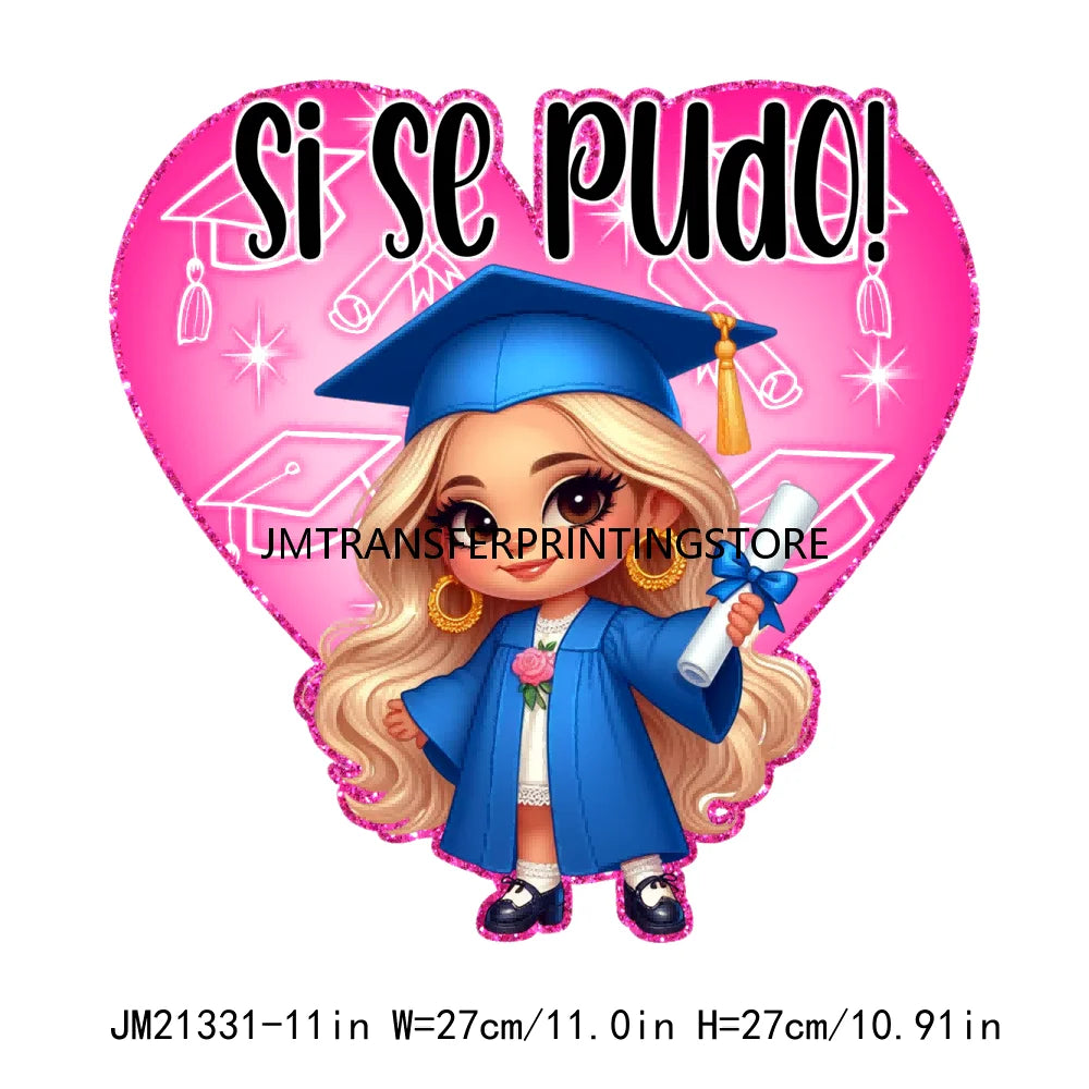 Chicana Chola Educated Latina Graduation Girl Mexican Culture Iron On Stickers Chingona y con Diploma DTF Transfers For Garment