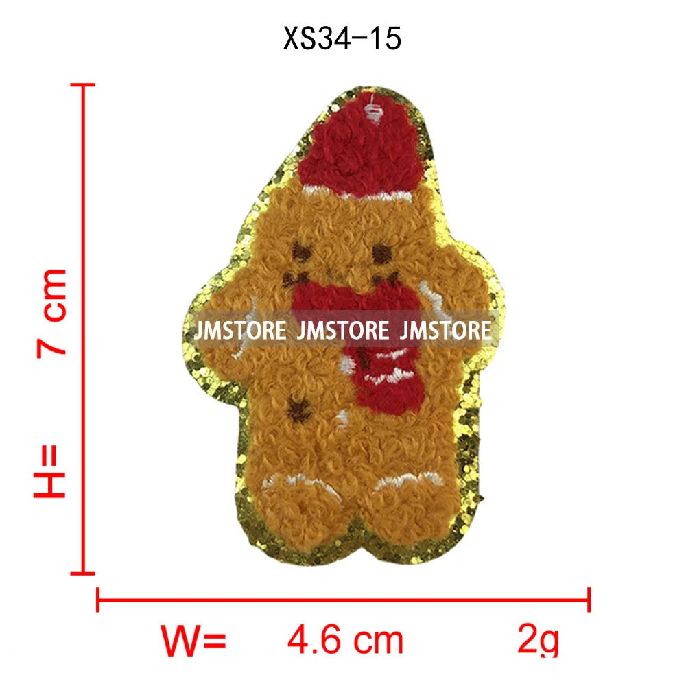 Cute Santa Claus Socks Snowman Merry Christmas Winter Vibes Glitter Sequin Iron on Embroidered Chenille Patches for Hoodies
