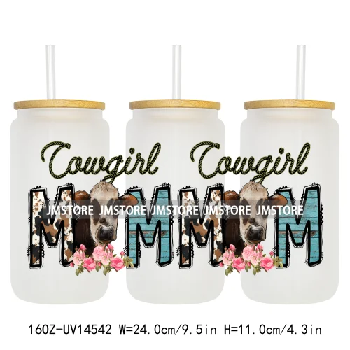 Floral Blessed Mama Leopard Mom 16OZ UV DTF Cup Wraps Ready To Apply Waterproof Transfer Stickers For Libbey Glass Can Tumbler