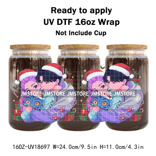 Demon Hunters Kpop Christmas Party UV DTF Stickers Ready To Apply Cup Wrap Durable Custom Prints DIY Craft For Libbey Can Glass