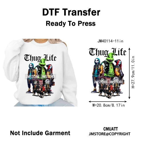 Old School Halloween Horror Movie Killer Bad Queen Thug Life Iron on DTF Washable Transfers Stickers Ready to Press for Clothes