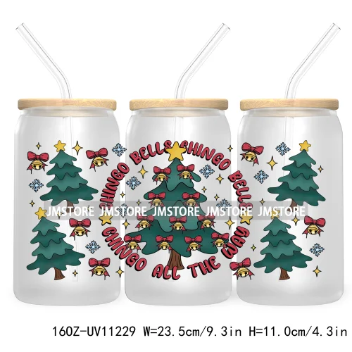 Mexican Gingerbread Christmas Pan Dulce UV DTF Cup Wrap For Libbey Glass Can Transfer Stickers Waterproof Labels Tis The Season