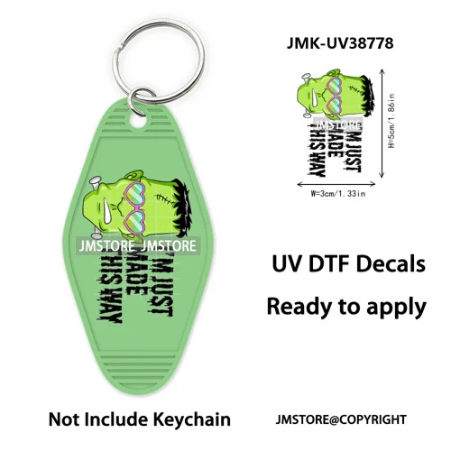 Fall Halloween Quotes Spooky Boo UV DTF Motel Keychain Decal Ready To Ship Durable Transfer Stickers Prints For Hotel Keychain