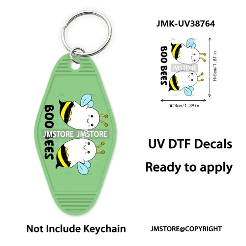 Funny Halloween Skull Skeleton Ghosts UV DTF Motel Keychain Wraps Ready To Apply Waterproof High Quality Hotel Keychain Decals