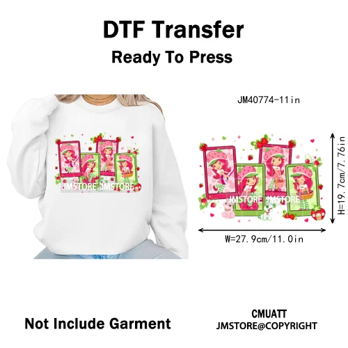 Best Friends Birthday Cute Little Berry Girl Coquette Character Design Iron on DTF Transfers Stickers Ready to Press for Textile