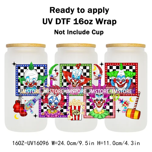 Halloween Horror Characters Scary Movie Killers 16OZ UV DTF Cup Wraps Ready To Apply Transfer Stickers For Libbey Glass Can Mugs