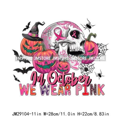 In October We Wear Pink Coquette Football Pink Out Breast Cancer Iron On DTF Transfer Stickers Ready To Press For Clothes Bags