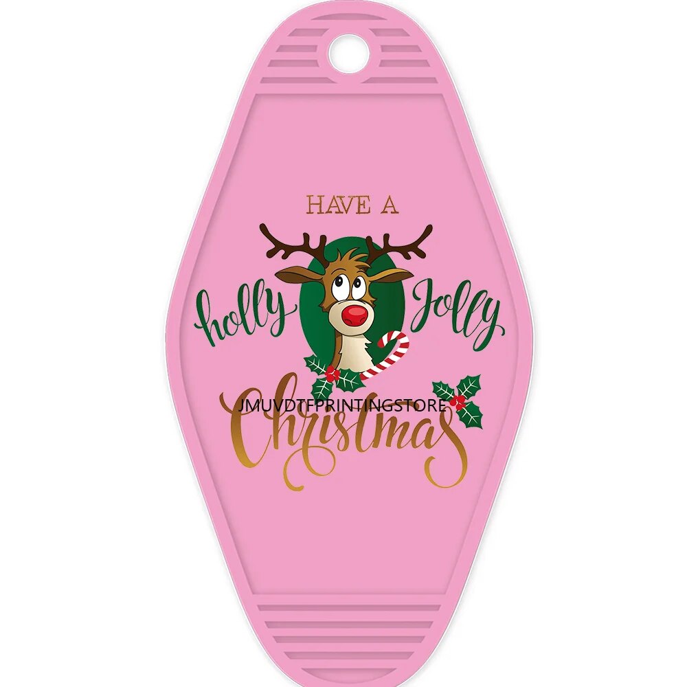 Merry And Bright Christmas Crew High Quality WaterProof UV DTF Sticker For Motel Hotel Keychian Christmas Season Designs