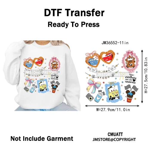 Colorful Animal Coquette Mirror Bracelet Cartoon Character Printing Iron On DTF Transfers Stickers Ready To Press T-shirts Bags