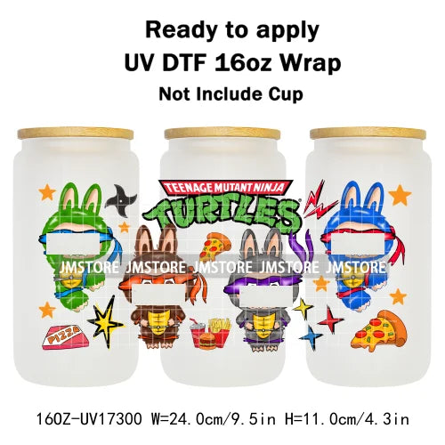 Miniso Cartoon Character Monster Doll 16OZ UV DTF Cup Wraps Ready To Apply Waterproof Transfer Stickers For Libbey Glass Can Mug