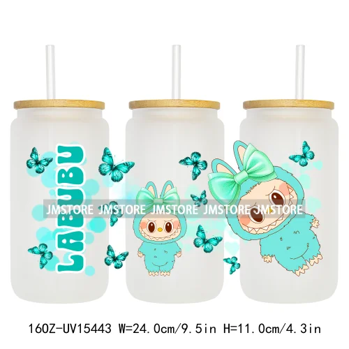 Coloful Cartoon Monsters Butterfly UV DTF Cup Wraps Ready To Apply Waterproof Transfer Stickers For 16OZ Libbey Glass Can Mugs