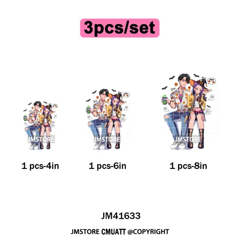 Stay Spooky Ghost Halloween Cartoon Hunters Kpop Band Group Iron on DTF Washable Transfers Stickers Ready to Press for Clothing