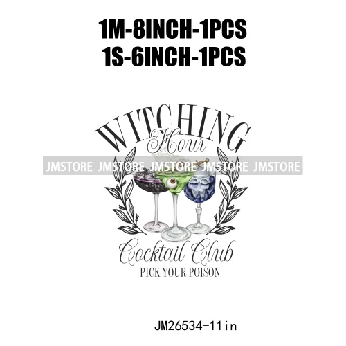 Spooky Season Social Cocktail Club Witches Halloween Thermal Logos DTF Iron On Transfer Stickers Ready To Press For Clothing