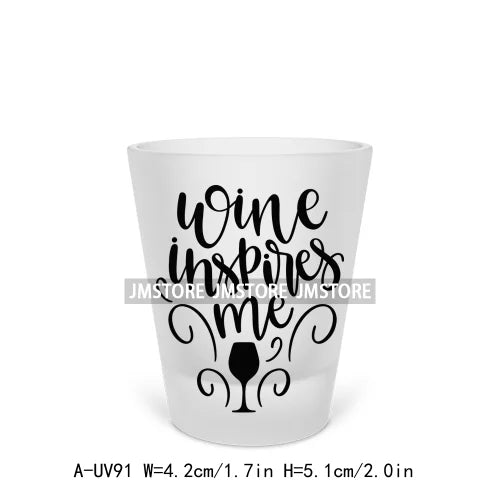 Mama Needs Wine Beer Mugs Alcohol Short Glass Cups Decals UV DTF Stickers Waterproof DIY Craft Wine Quotes Transfers Printing