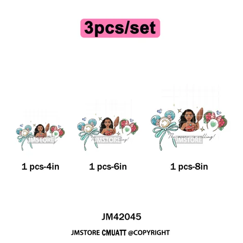 Retro Cartoon Magical Princess Girly Bow Mouse Ears Headbands Iron on DTF Washable Transfers Stickers Ready to Press for Hoodies