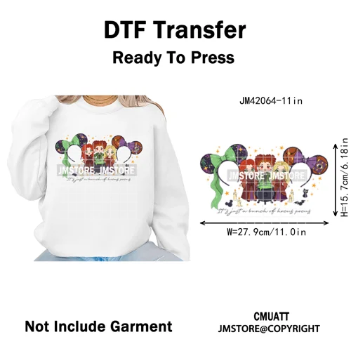 Movie Cartoon Character Coquette Kids Love Girly Halloween Iron on DTF Washable Transfers Stickers Ready to Press for Clothing