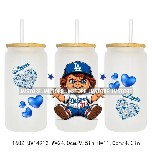 Baseball Sport Cartoon Characters UV DTF Wraps Transfer Sticker Ready To Apply Waterproof Logo For 16OZ Libbey Glass Can Tumbler