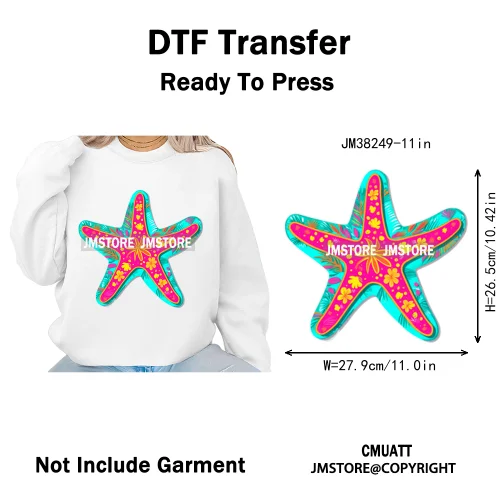 Seashell Sweet Summer Salty Soul Preppy Coastal Coquette Floral Vibes Iron on DTF Transfers Stickers Ready to Press for T-shirts